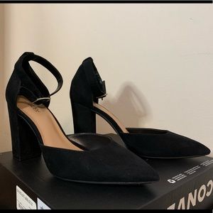 Abound - Black suede ankle strap chunky heels Size 8